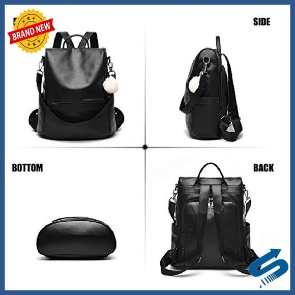 Spacious Vegan Leather Anti-Theft Backpack Purse for Women Travel Work